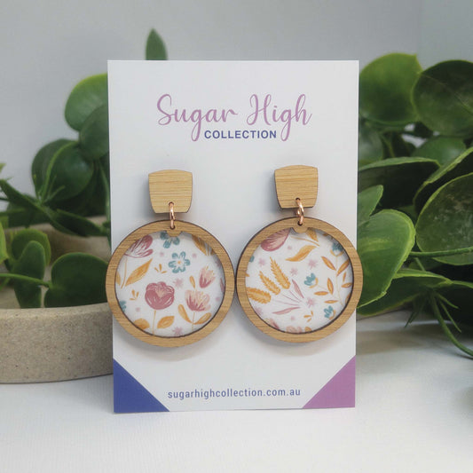 Sweet Blooms | Wooden Statement Drop Earrings