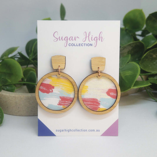 Summer Fling | Wooden Statement Drop Earrings