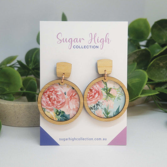 Perfect Bloom | Wooden Statement Drop Earrings