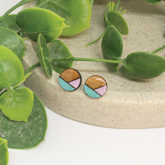 Pastel Pop | Wooden Stud Earrings