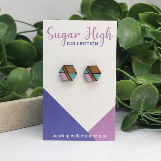 Pastel Pop | Wooden Stud Earrings