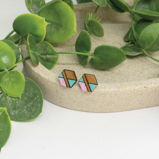 Pastel Pop | Wooden Stud Earrings