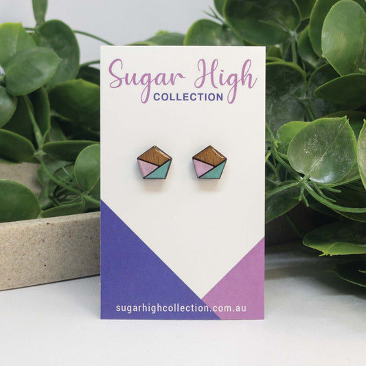 Pastel Pop | Wooden Stud Earrings