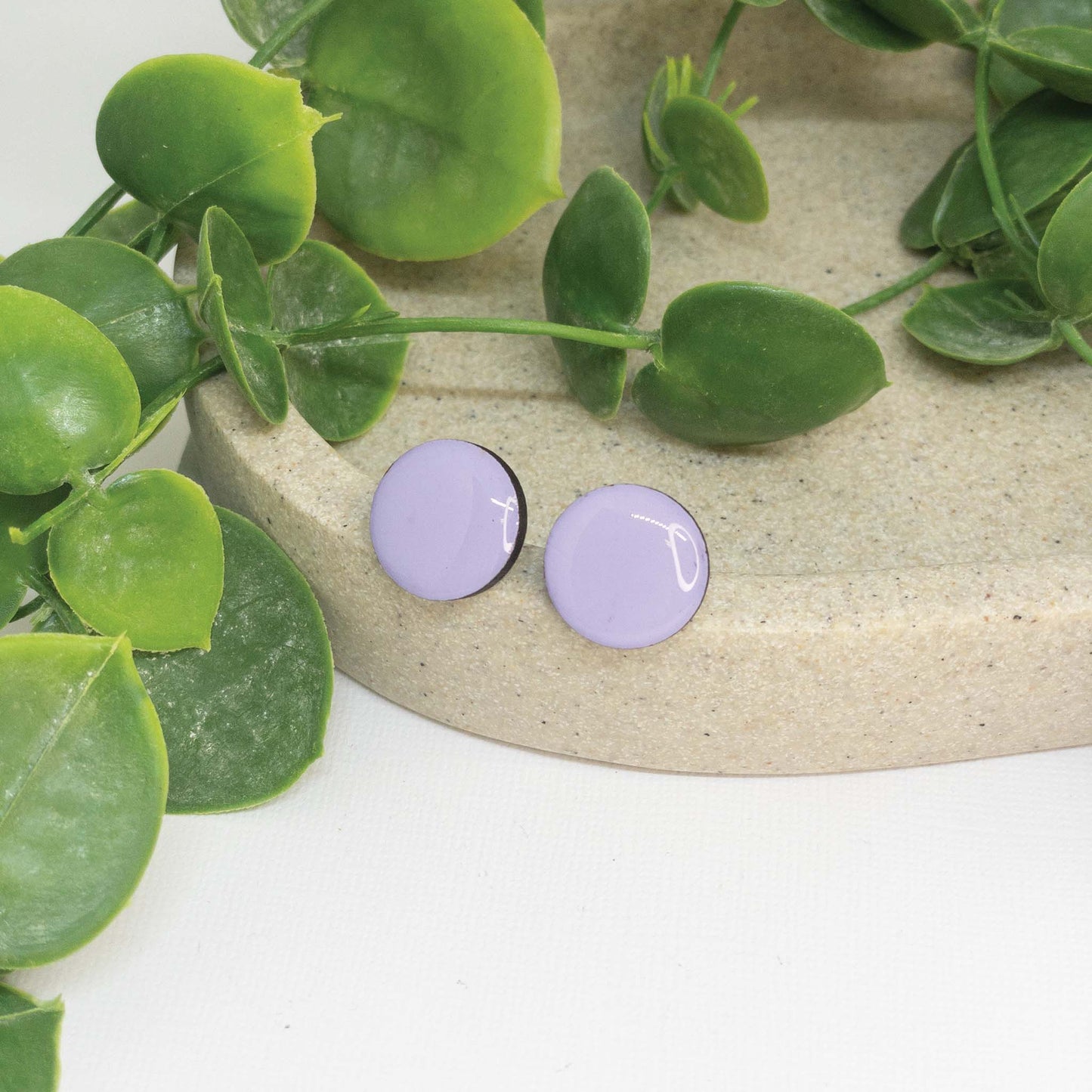 Pastel Purple | Wooden Stud Earrings