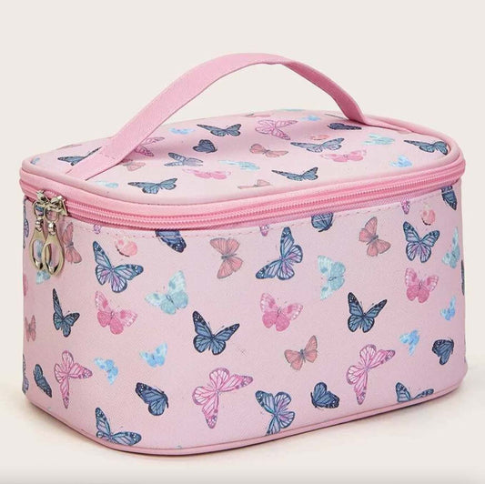Baby Pink Butterfly Makeup Bag