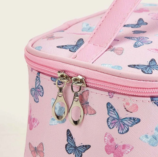Baby Pink Butterfly Makeup Bag
