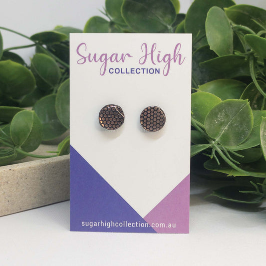 Honeycomb | Rose Gold Acrylic Stud Earrings