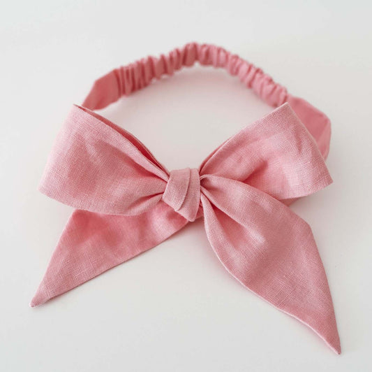 Baby Pink | Linen Bow Headband Wrap