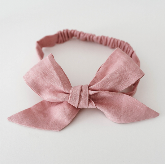 Dusty Pink | Linen Bow Headband Wrap