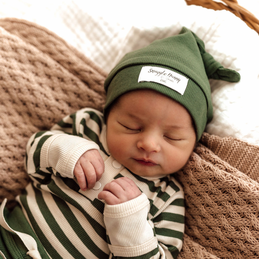 Olive | Knotted Ribbed Baby Beanie