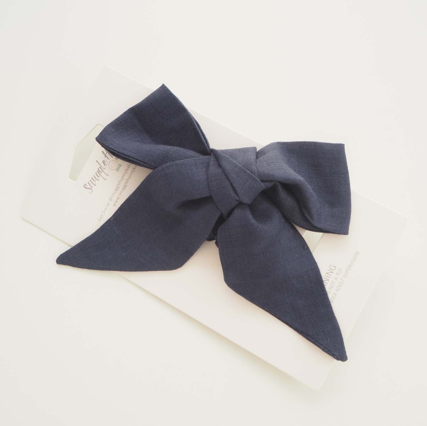 Navy | Linen Bow Headband Wrap