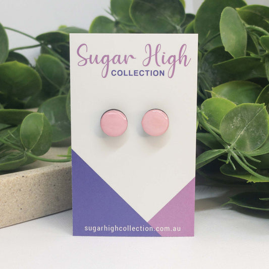 Sweet Pink | Wooden Stud Earrings