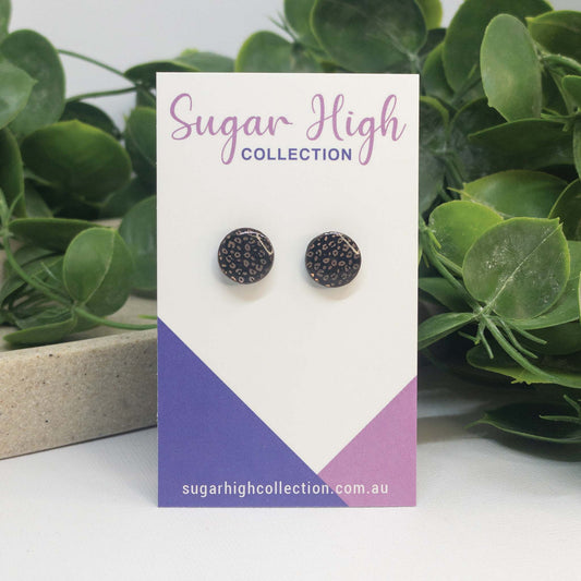Tiny Leopard | Rose Gold Acrylic Stud Earrings