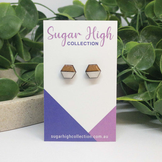 White Bliss | Wooden Stud Earrings