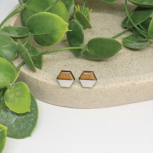 White Bliss | Wooden Stud Earrings