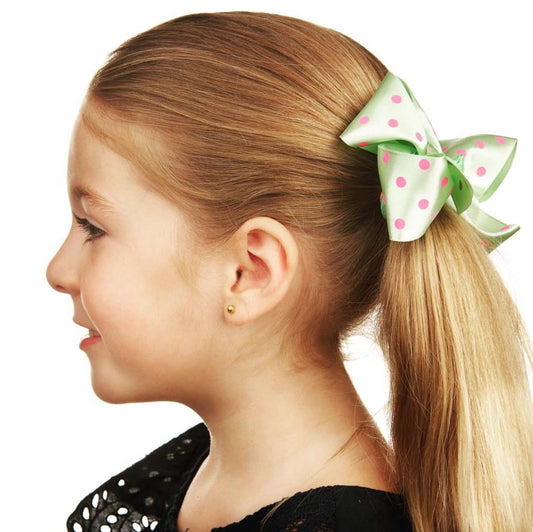 Green Polka Dot | Zali Girl Hair Bow - Medium